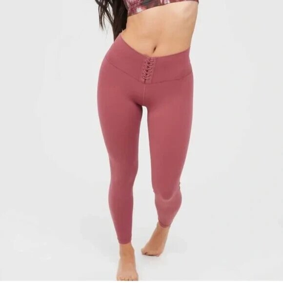 OFFLINE by Aerie Real Me Size Large Brick Stone High Rise Lace-Up 7/8 Leggings - Picture 1 of 12